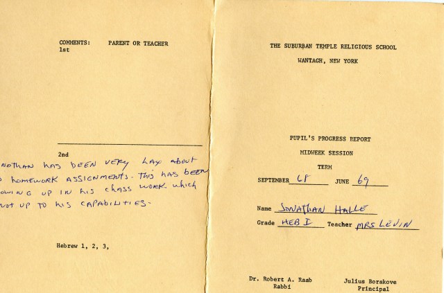 Hebrew I Report Card